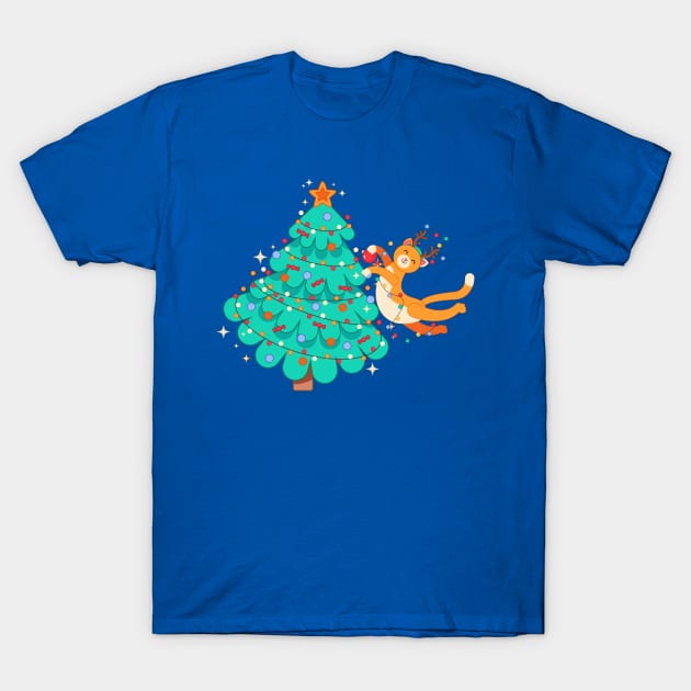 Christmas cat T-Shirt by Ksenia Aksenteva